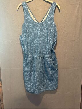 Patagonia Blue Printed Drawstring Mini Dress